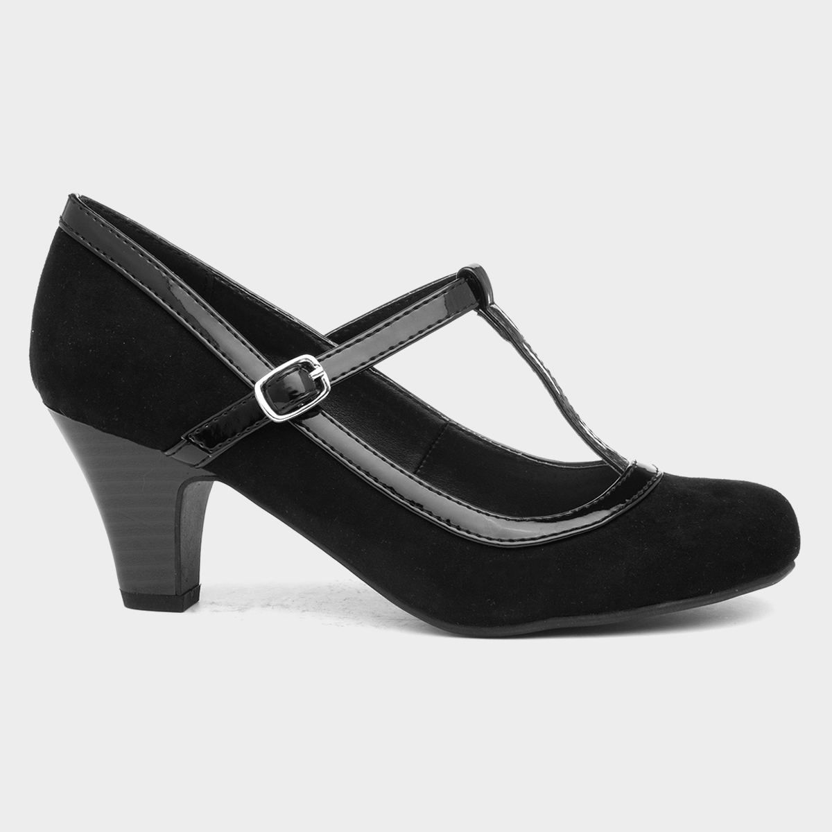 Lilley Womens Black Faux Suede Court Shoe