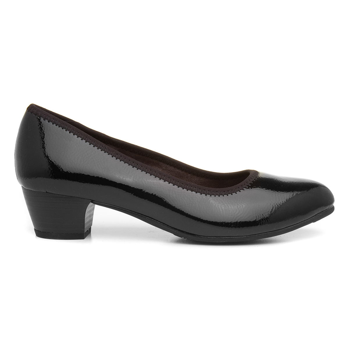 Soft Line Womens Black Block Heel Court Shoe