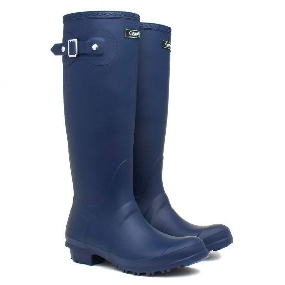 blue welly boots with silver buckle detail at top
