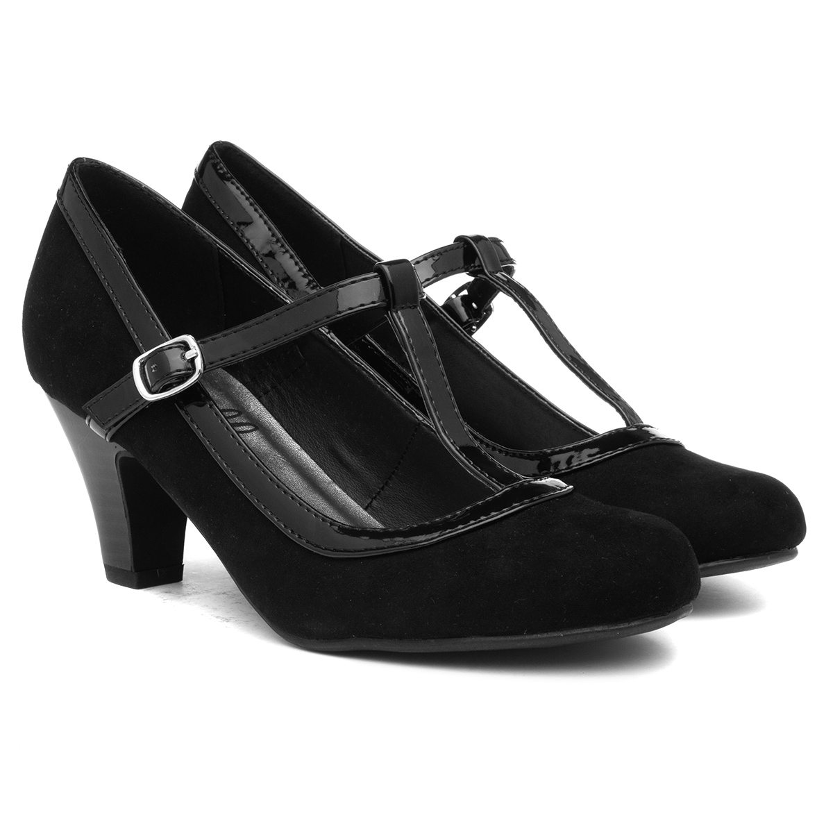 Lilley Womens Black Faux Suede Court Shoe