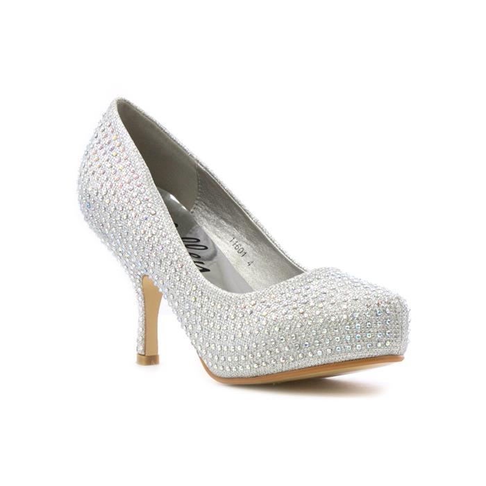 silver two inch heels