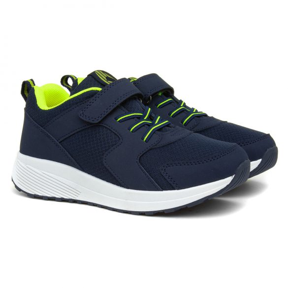 XL Kids Navy Blue and Green Easy Fasten Trainers