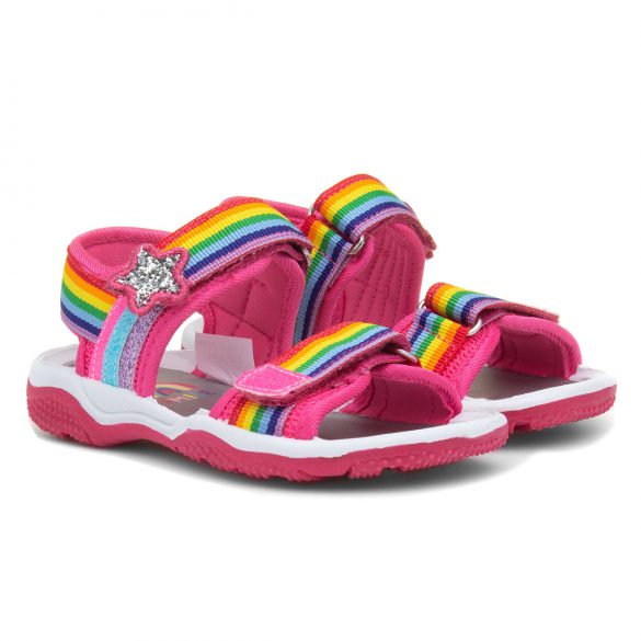 Buckle My Shoe Girls Rainbow Stripe Sandal