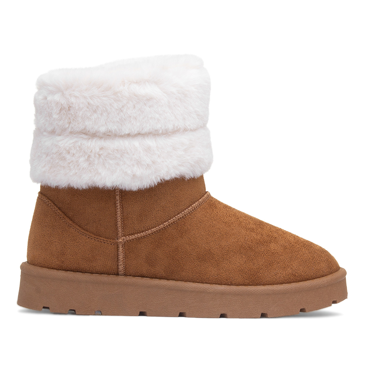 Lilley Womens Tan Faux Fur Ankle Boot