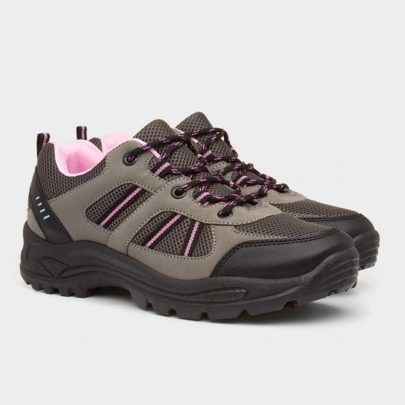 XL Womens Grey & Pink Lace Up Hiking Shoe
