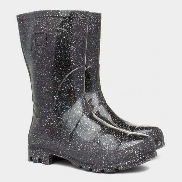 Zone Women's Black Glitter Welly