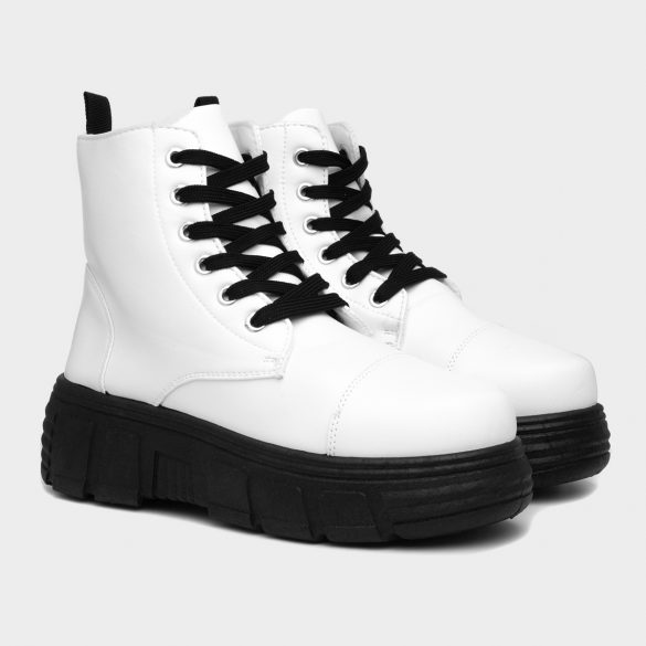 Sedai Women's White Lace Up Boot