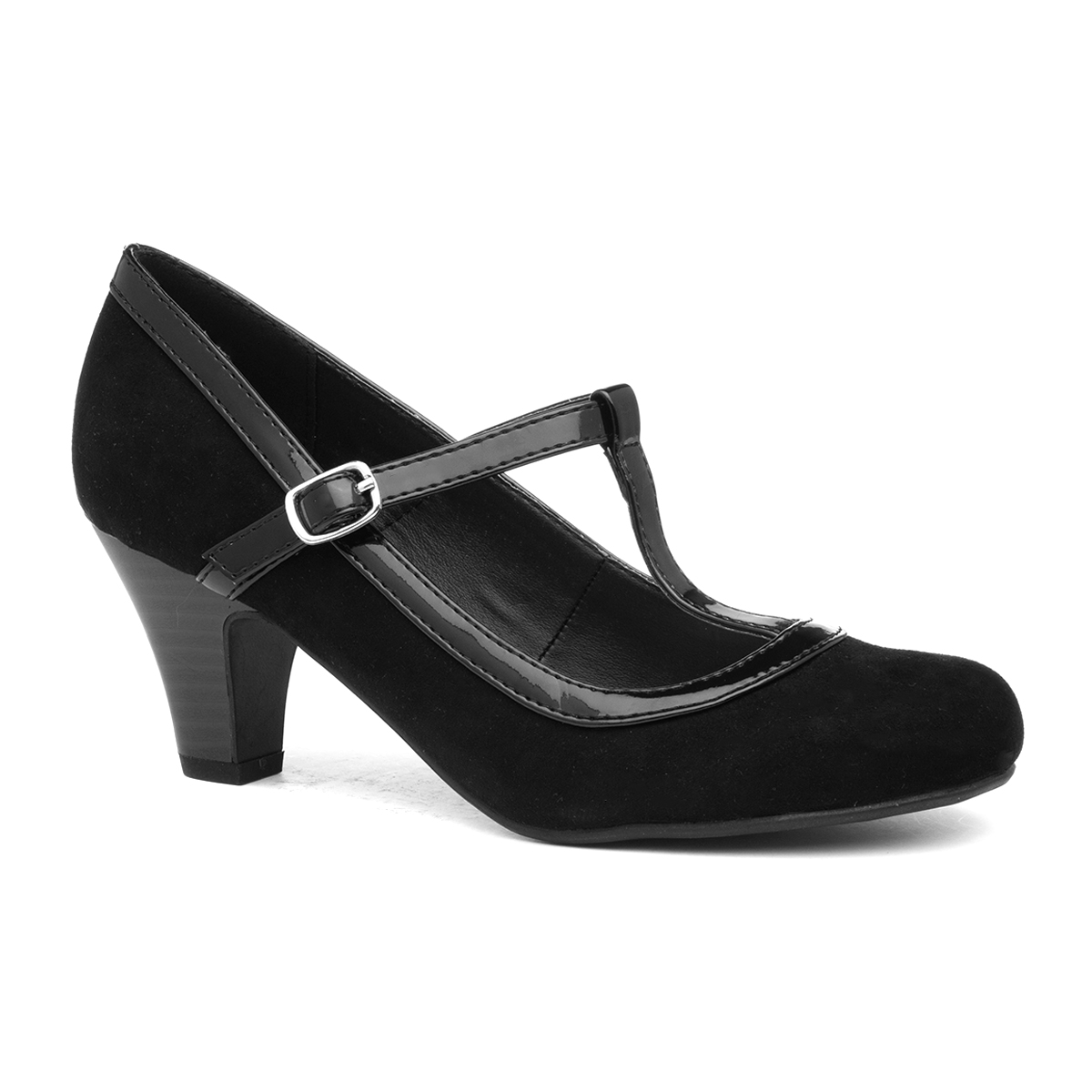 Lilley Womens Black Faux Suede Court Shoe