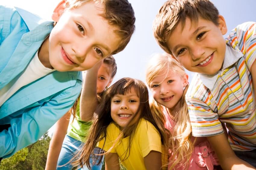 Kids playing and smiling