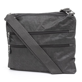 Grey Double Zip Cross Body Handbag