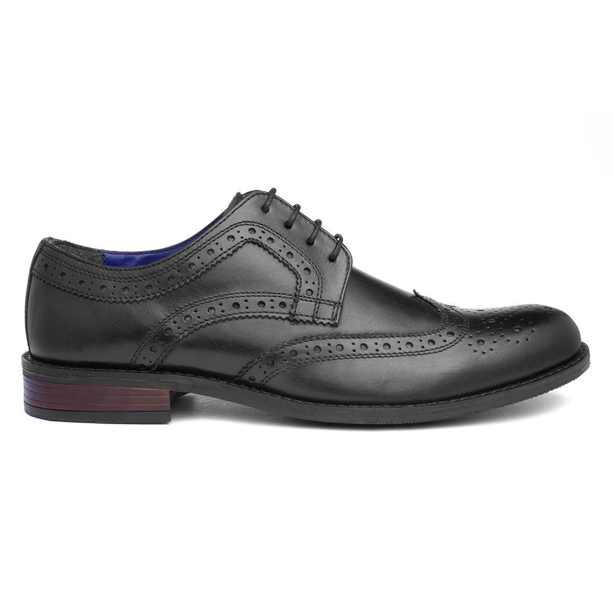 Red Level Chiesa Mens Black Leather Brogue Shoe
