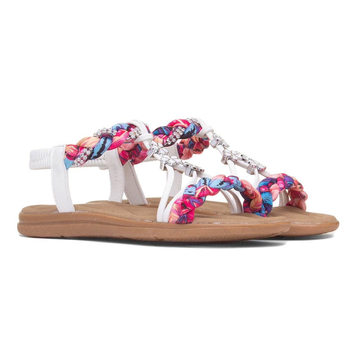 Lilley Womens White Ribbon Twist Sandal