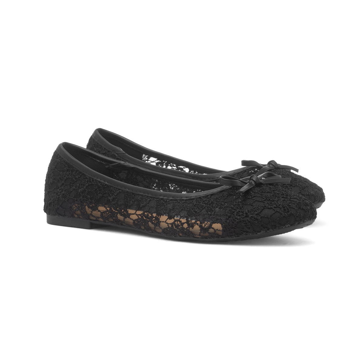 Lilley Womens Black Lace Ballerina