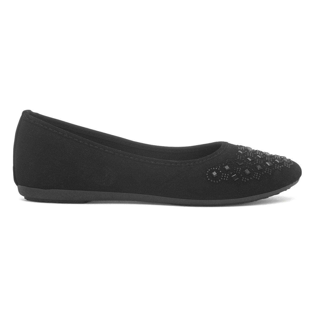 Lilley Womens Black Diamante Ballerina