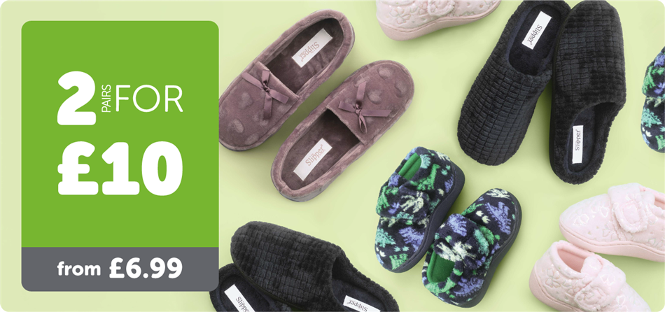 DHP Scroller 2 Pairs for £10 Slippers