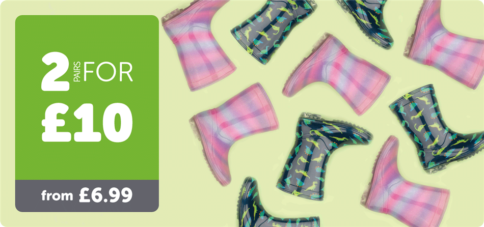DHP Scroller 2 Pairs for £10 Kids Wellies