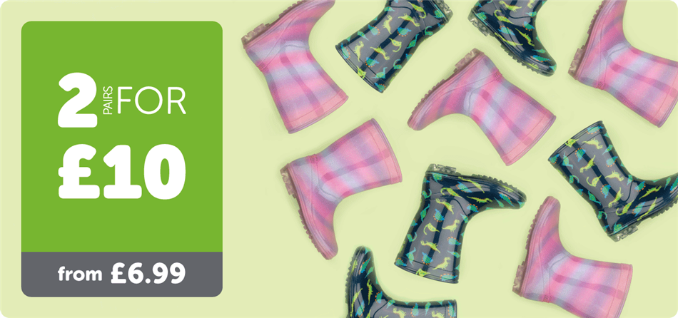 DHP Scroller 2 Pairs for £10 Kids Wellies
