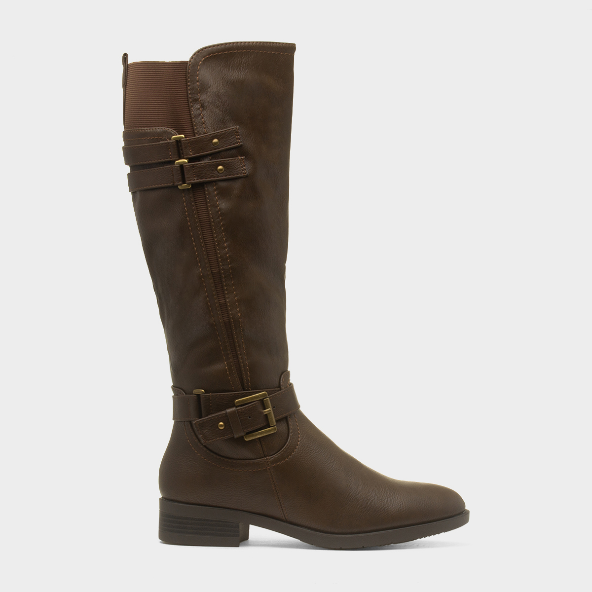Lilley Womens Brown Buckle Knee High Boot